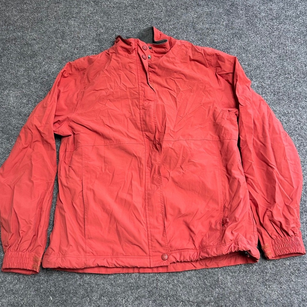 LL Bean Jacket Womens Size M Red Fleece Lined Windbreaker Full Zip Outdoor Mock